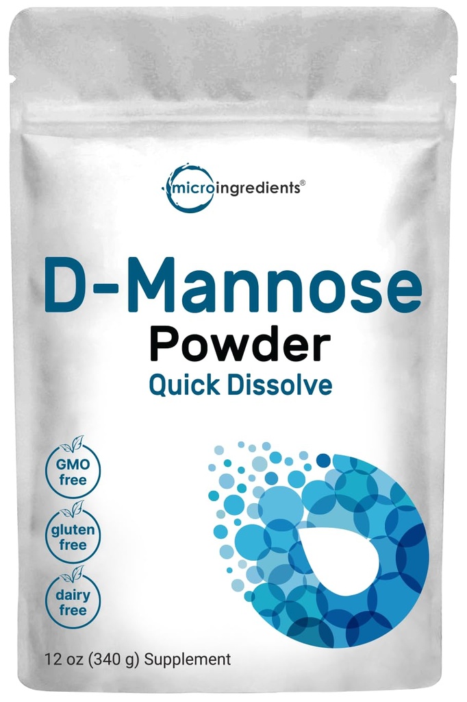 Mikroingredienser D Mannose Powder, Ren Mannose Supplement, Hurtigvannsløselig, Støtte Urin Tract Cleanse & Bladder Helse, Premium Mannose for kvinner og menn, Veganvennlig.