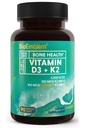 BioEmblem vitamin D3 K2 kapsler (5000IU og 200mcg) - Patentert MK7 og MK4 for 3-i-1 kompleks støtte - Vegetarisk vitamin D K2 Supplement for tenner, hjerte, immunsystem - Ikke-GMO, 90 Caps