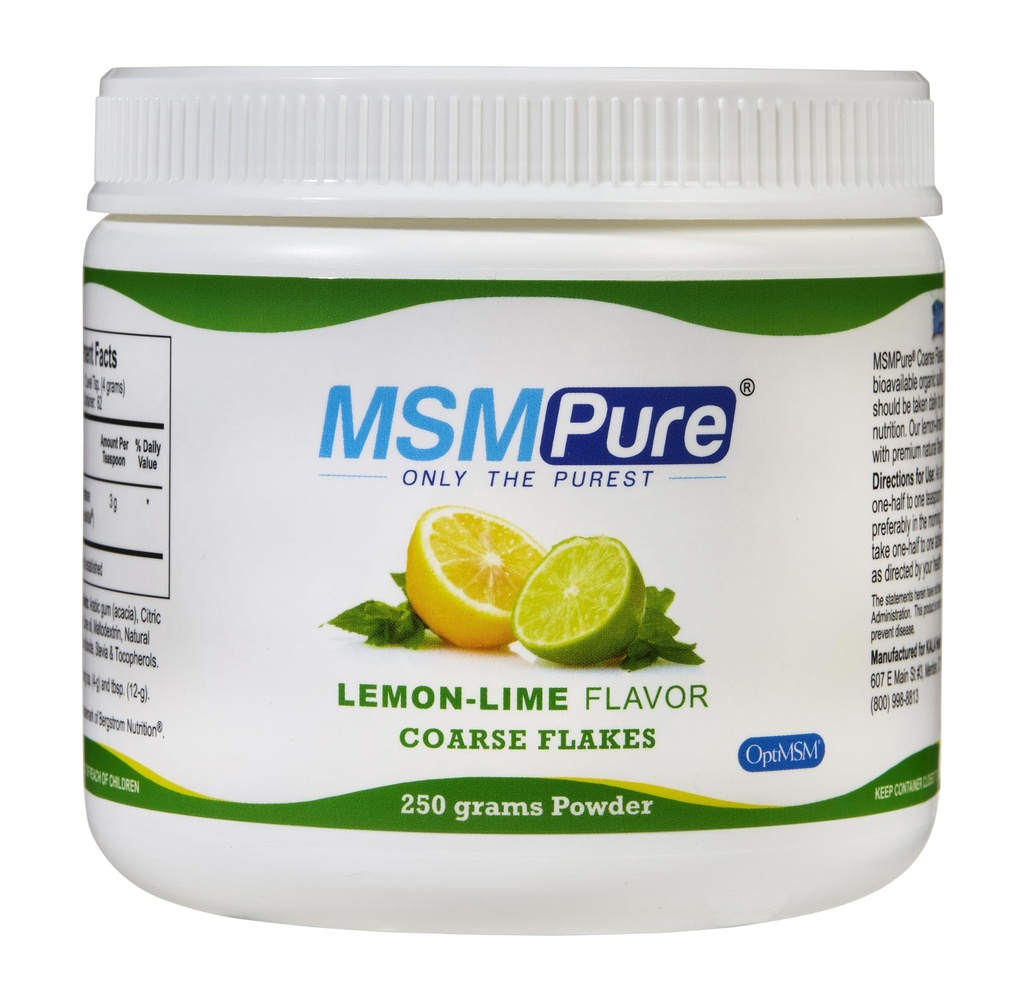 KALA Helse MSMPURE sitron Lime Flavored Coarse MSM pulverflasker - organisk svovel for felles fleksibilitet, hudutseende og hår & negle støtte - 8,8 oz, USA laget, destillert krystaller