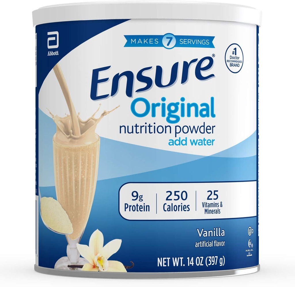 Sikre opprinnelige ernæringshake pulver med 9 gram protein, måltid erstatning rister, Vanilla, 14 oz