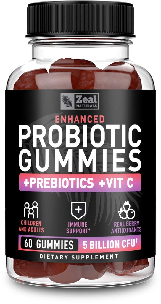 Probiotika Gummier for voksne og barn (60 greve | 5 milliarder CFU) w/Organic Berry Antioksidanter og vitamin C for immun støtte og digestion gummi- prebiotika og probiotika for kvinner Gummies
