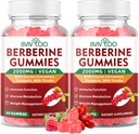 2 Pack Berberine Gummies, 2000 mg høy potens Berberine HCI Supplement, Plus Ceylon Cinnamon, Melk Thistle for kvinner og menn, immunsystem og metabolisme støtte - 120 Gummies