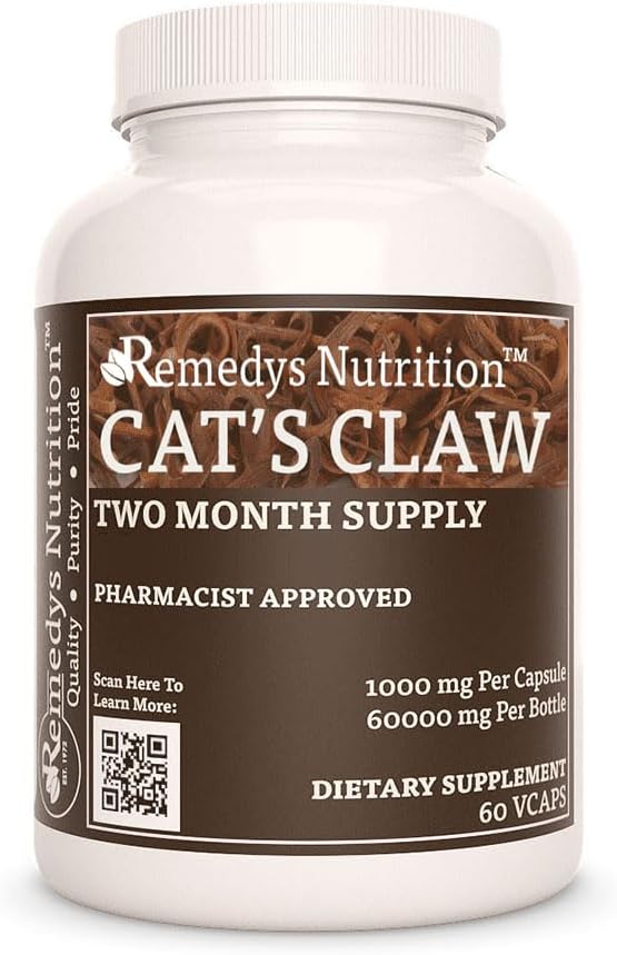 Remedys ernæringskatt Claw Bark & Root | 1000 mg, 60 Vegan Capsules Herbal kosttilskudd | To måneders forsyning