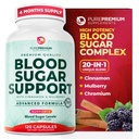 PurePremium normal blodsukker støtte Supplement - 20 aktive ingredienser kompleks for å støtte blodsukker nivåer allerede i normal rekkevidde - med kanel, biter Melon, Chromium, Mulberry - 120ct