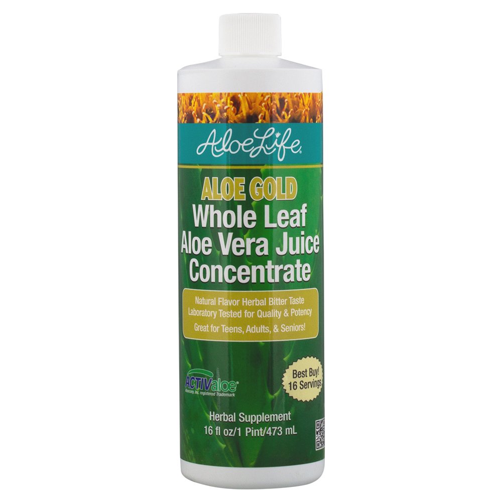 Aloe Life - Hele Leaf Aloe Vera Juice, Certified Organic, Glutenfri (Aloe Gold, 16 oz)