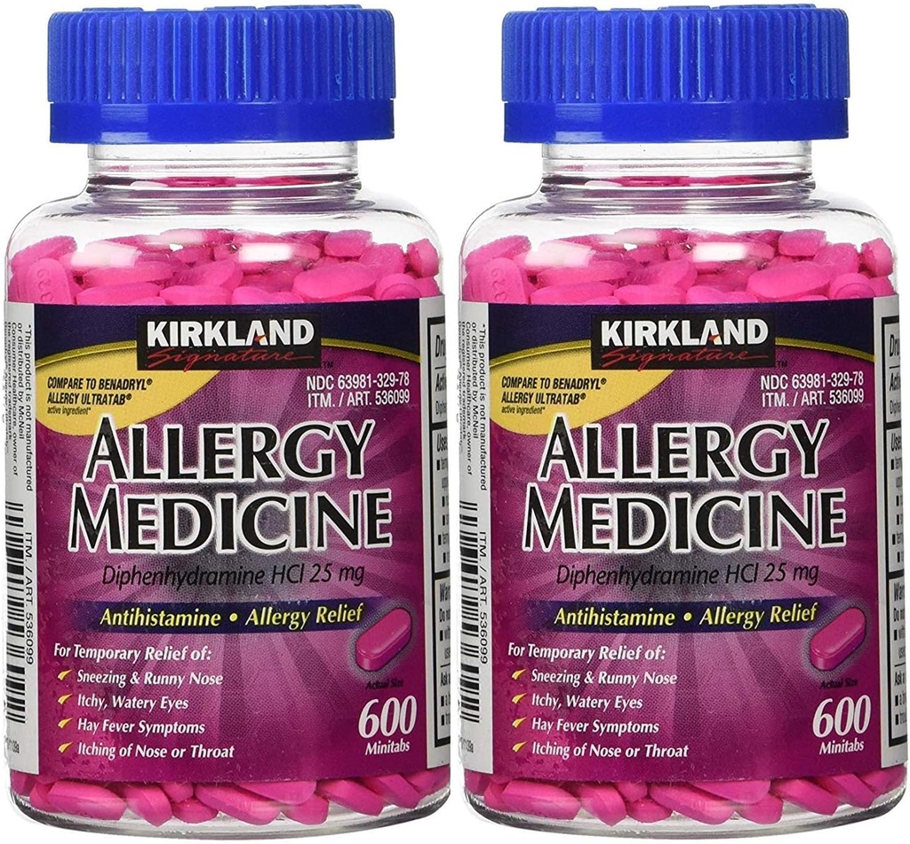 Kirkland Signatur Allergi medisin Diphenhydramine HCI 25 mg - 600 Minitabs - 2 Pack
