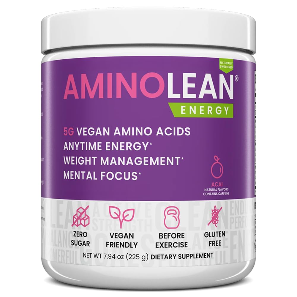 RSP NUTRITION AminoLean naturlig pre trening pulver, Sucralose gratis Amino energi med ingen kunstige dyer, Vegansk BCAA og vektkontroll, Acai, 25 Serv
