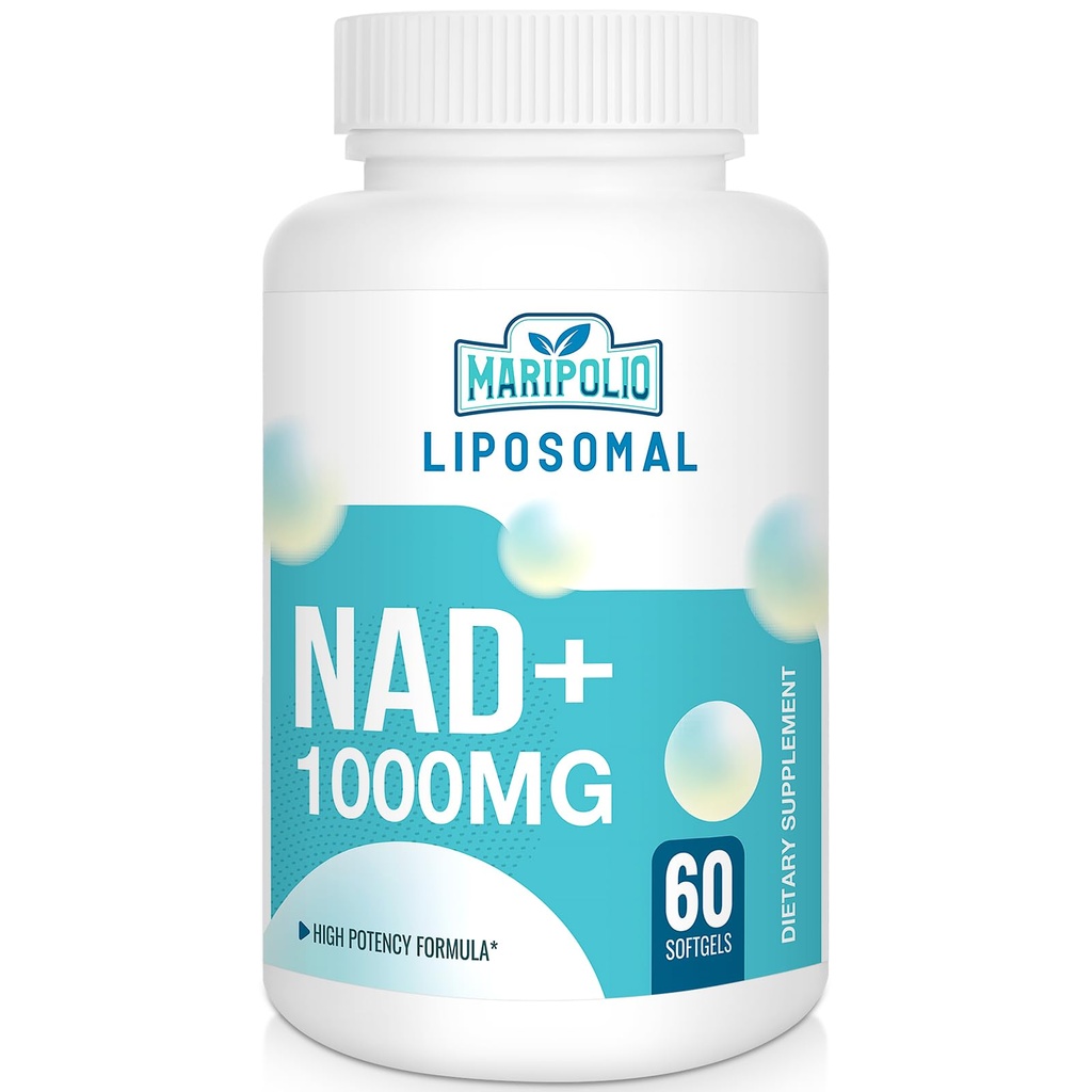 Liposomal NAD + Supplement 1000 mg | Høyeste NAD Pontecy | Max Absorpsjon | Ren NAD Supplement | Energi og DNA Reparasjon, Aging Defense, Hjernefunksjon | 60 Softgels