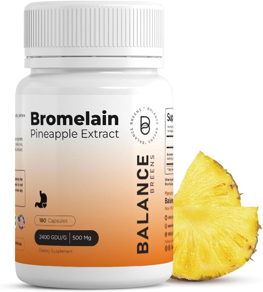 Bromelain 500mg - Pineapple Extract Digestive Enzyme - Støtter Digestion og Joint Support Supplement - by Balance Breens