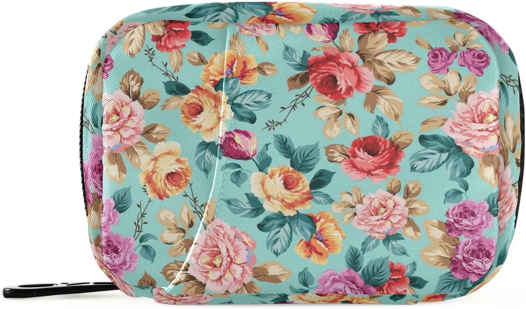 Pink Orange Violet Blomster Pille Box 7 Day Pille Veske Reise Pille Organizer Veske med Zipper Bærbar Ukelig tilfelle Kompakt størrelse for vitamin Supplement Holder