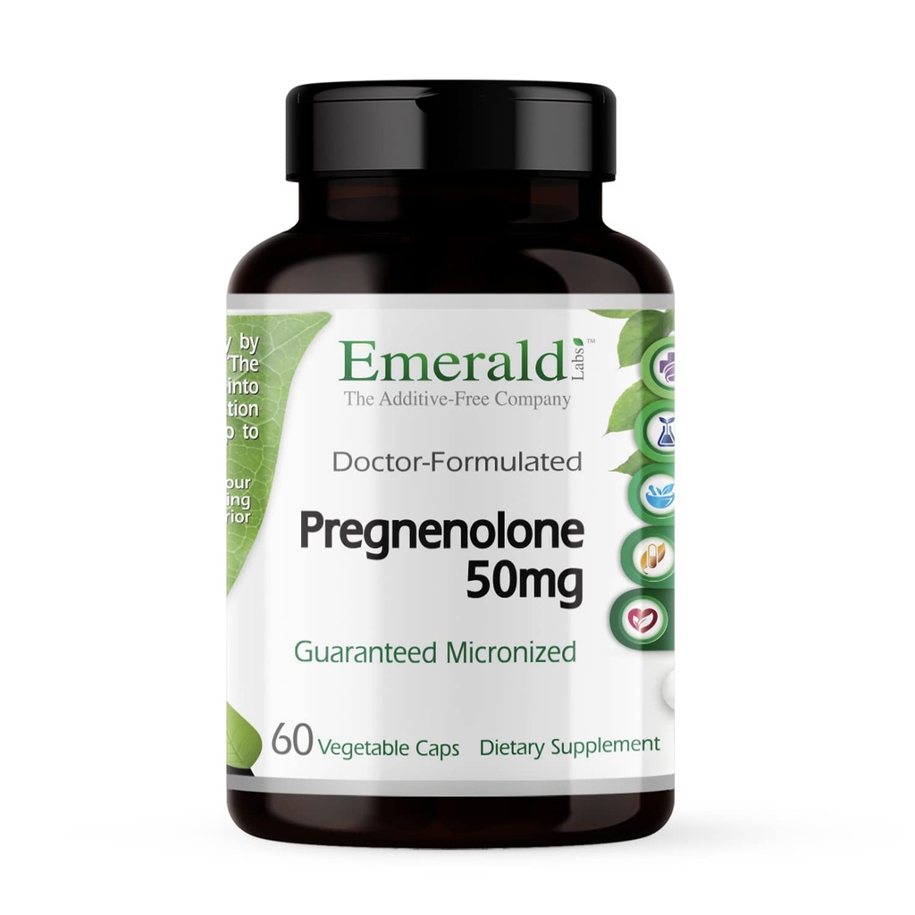 EMERALD LABS Pregnenolone 50mg - Premium velvære Supplement for å hjelpe hjernen helse, immunstøtte og hormonell balanse - Glutenfri - 60 Grønnsaker Kapsler (30-dagers forsyning)