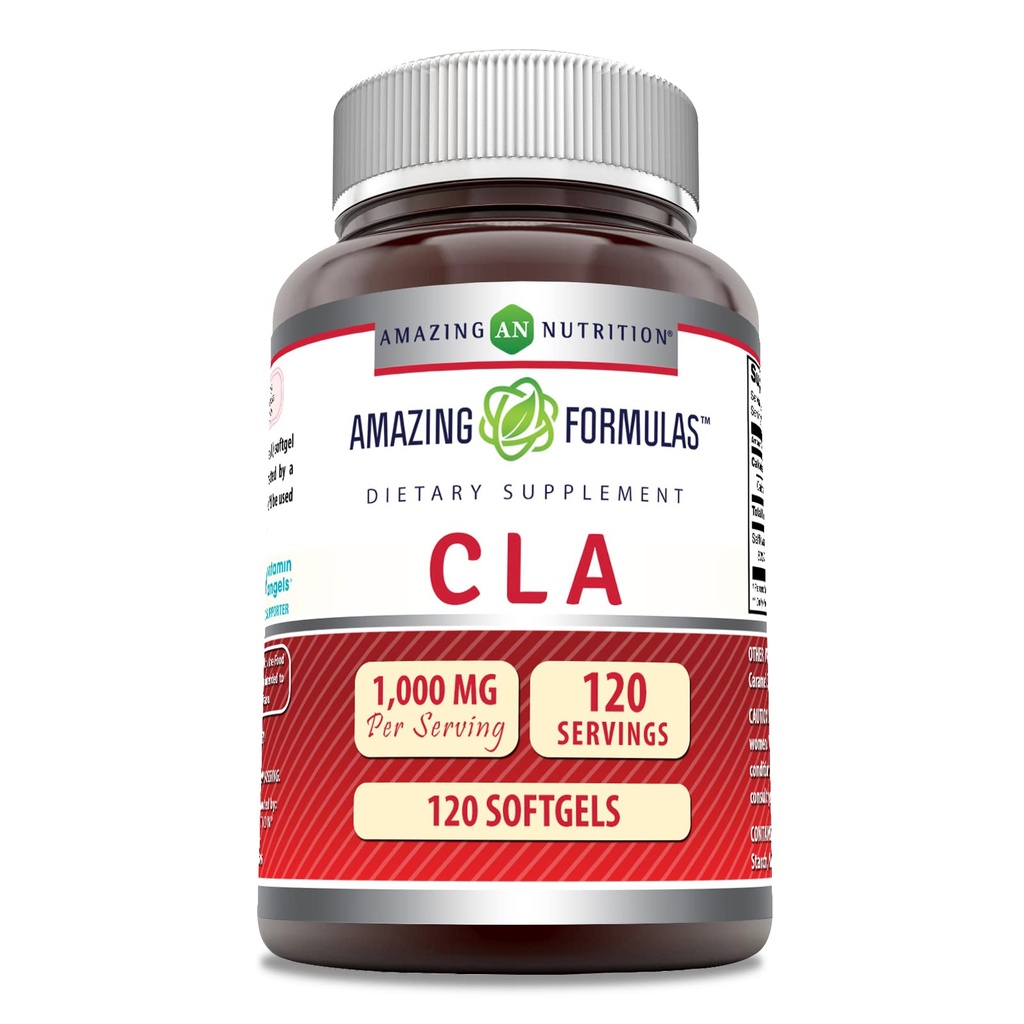 Amazing Formler CLA Aminosyre Supplement | 1000 Mg per servering | Softgels | Ikke-GMO | Glutenfri | laget i USA (1 Pakke, 240 Count)