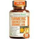 Quercetin med Bromelain Turmeric Curcumin Supplement – Allergi Relief, Joint & Immune Support – Organic Turmeric Supplement med svart pepper (bioperin) – 60 Quercetin 500mg Kapsler