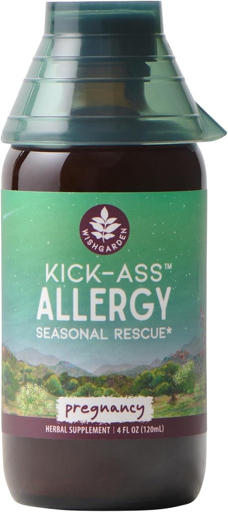 ØnskeGarden Herbs Kick-Ass Allergi for Graviditet - Plantebasert Herbal Allergi Supplement w/Nettle Leaf, Echinacea & Yerba Santa, trygt støtter sunn histamin respons til sesongen irritanter, 4oz