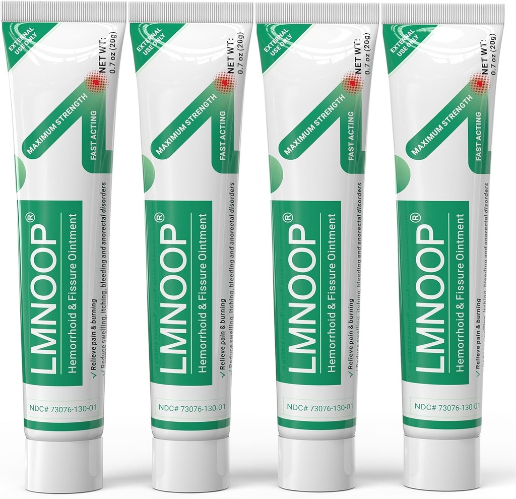 Hemorroide behandling Ødelegging, Maks styrkebehandling og rask lindring for smerte, kløe, hevelse, Fissure, blødning, skuffende, langvarig intern og ekstern hemorroide krem(4-Pack)