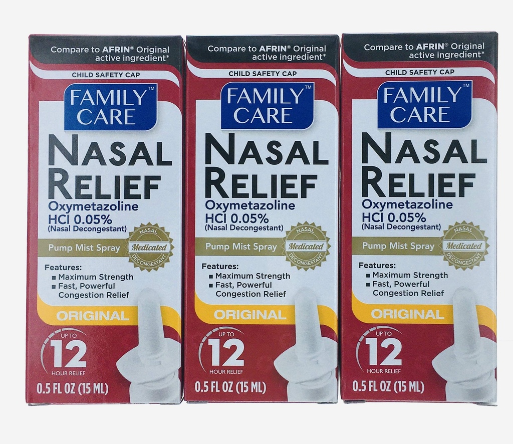Familieomsorg Nasal Relief Pump Mist Spray .5OZ [ Pack of 3 ]