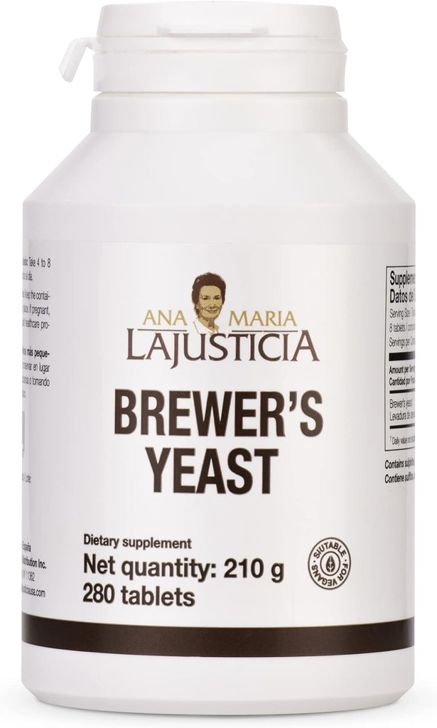 Ana Maria Lajusticia-BREWER'S Yeast - Kilde til vitaminer, hjertehelse og sunn digestion - 70 dagers behandlingspakke . Sukkerfri og vegansk vennlig.