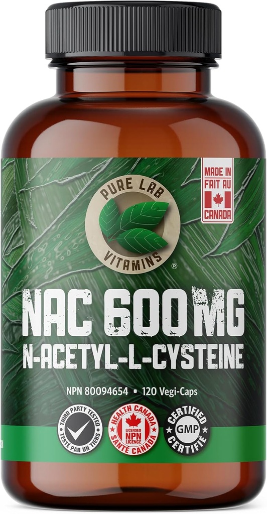 Pure Lab Vitaminer NAC (N-Acetyl-Cysteine) 600 mg - 120 caps laget i Canada