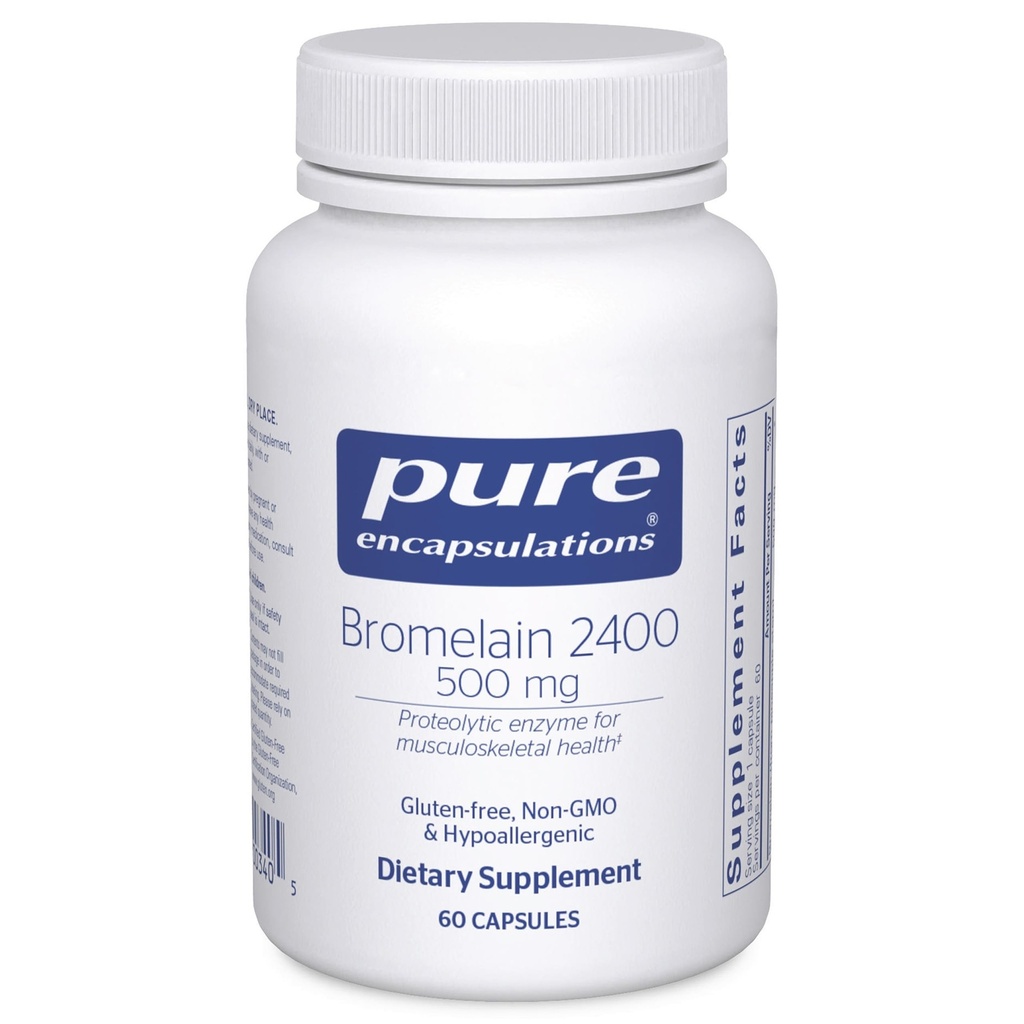 Ren innkapslinger Bromelain 2400 500 mg - for digestiv støtte og ovale helse - Støtter ledder og muskelgjenvinning* - Proteolytiske enzymer - Vegan - 60 kapsler