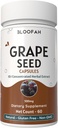 Grape Seed Capsules 500mg 10:1 Konsentrert Ekstrakt | Naturlig Herbal Supplement | Ikke-GMO, Glutenfri | Grapefrøpulver for daglig velvære (60 greve (pakke av 1))