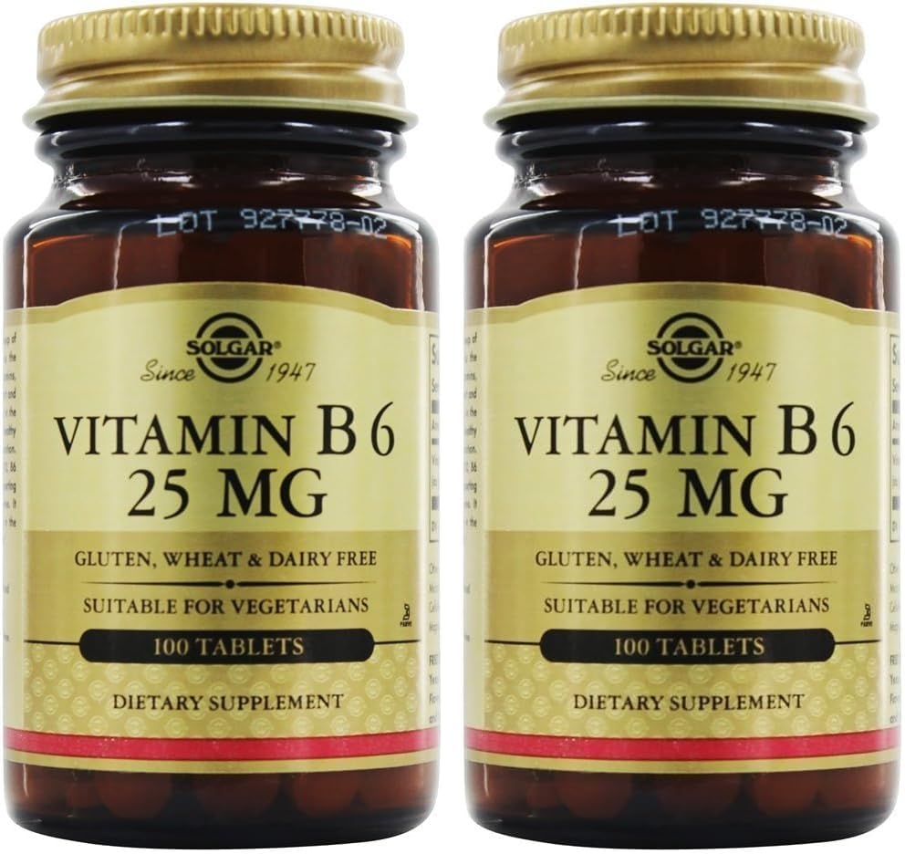 SOLGAR Vitamin B6 25 Mg, 100 tabletter, 100 greve (pakke på 24)