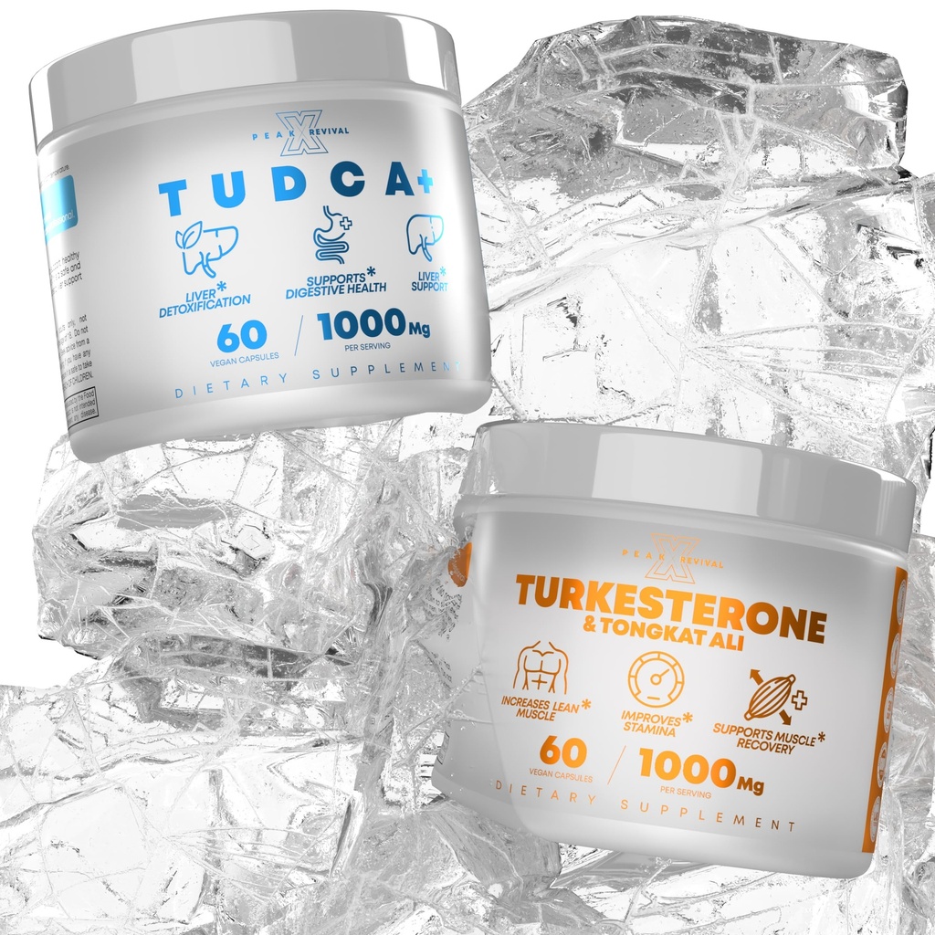 TUDCA + 1000mg Bile Salt Supplement for Liver Support + Turkesteron & Tongkat Ali 1000mg Øke Stamina (60 kapsler)