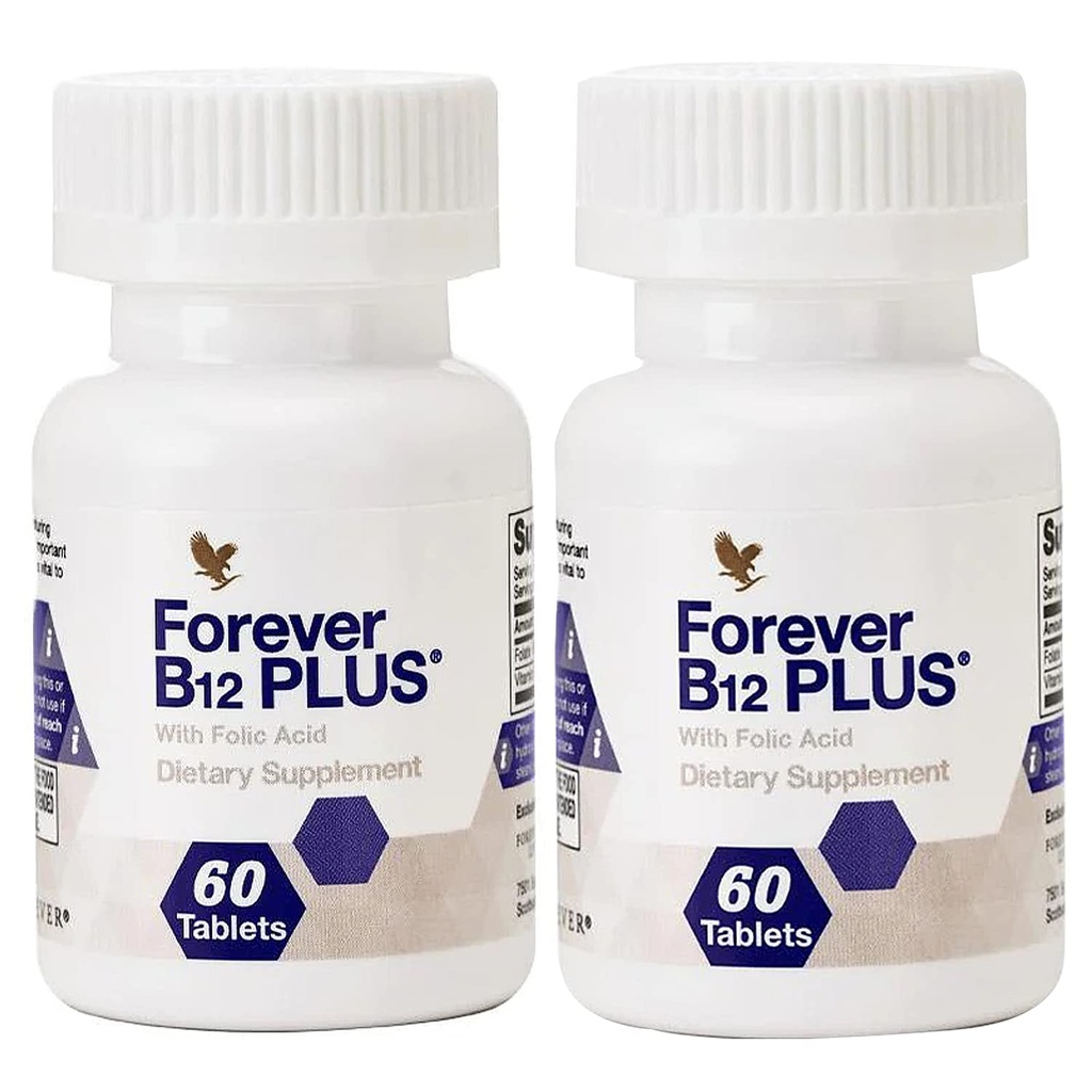 Forever Living - B12 Plus - Viktige B-vitaminer for energi, immunstøtte og rød blodcelle helse - Vegan, vegetarisk og glutenfri - 120 tabletter