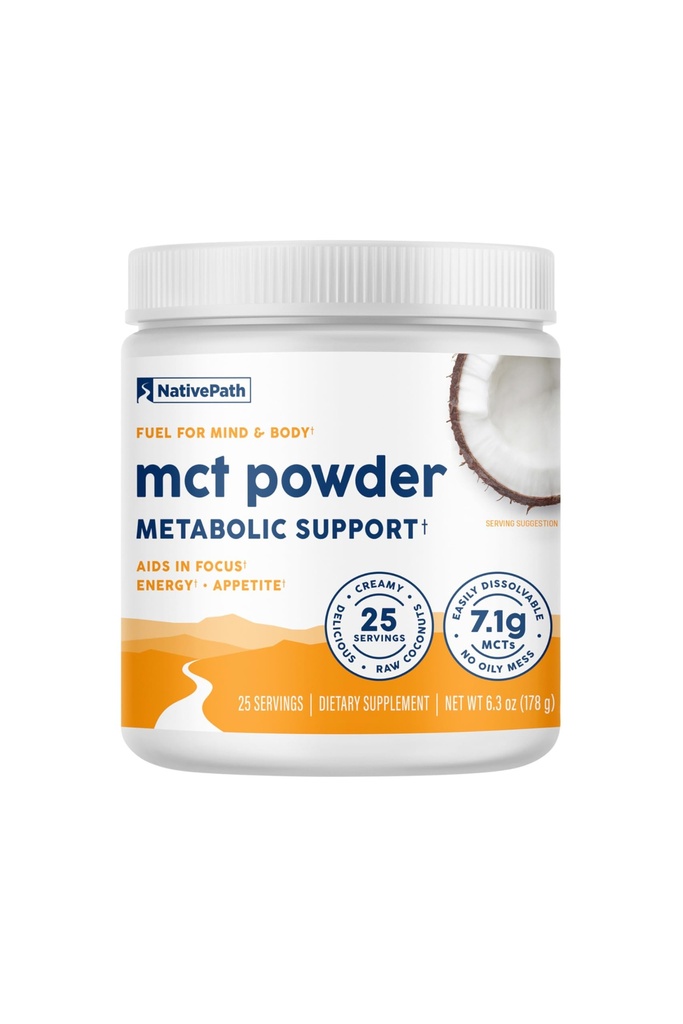 NativePath MCT olje pulver Supplement - Unflavored MCT Powder med ketovennlig C8 MCT. Gratis av Dairy, Gluten og GMOs, 25 Services