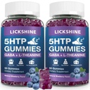 2 Pakke 300MG 5-HTP GABA Sleep Supplement Gummies med 200mg L-Theanine Supplement for hjernen, Mood Stabilizer og søvnstøtte, Melatonin-fri, Omega 3-6-9 for naturlige Zzzs, Blåbær Flavor
