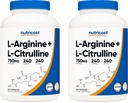 Nutricost L-Arginin L-Citrullin Complex 750mg, 240 kapsler (2 flasker) - Ikke-GMO