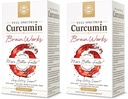 Solgar Full Spectrum Curcumin Brain Works, 90 Licaps - Støtte Minneminner, Fokus, Kognitiv funksjon - Antioksidant støtte - Curcumin, BacoMind, Choline, Vitamin B12 - Ikke-GMO, Vegan - (Pack of 2)