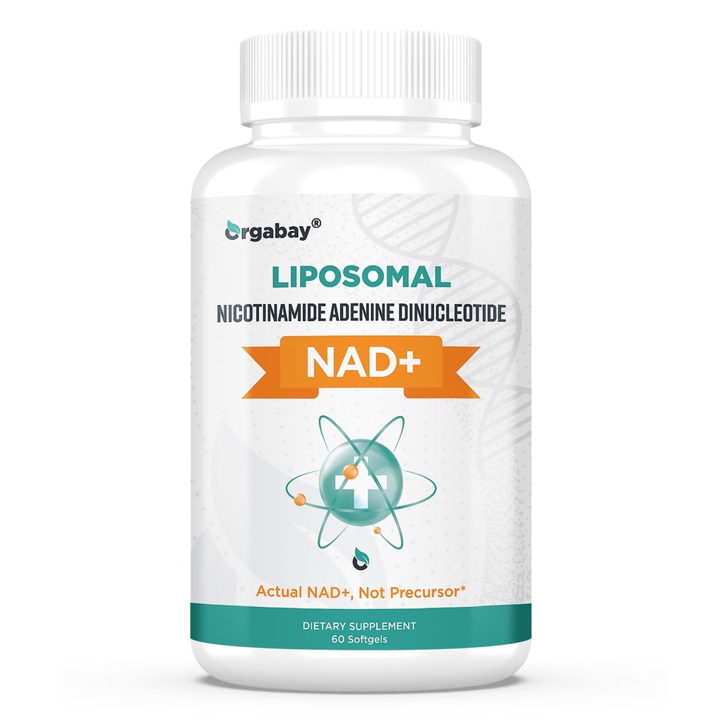 Orgabay Liposomal NAD+ Supplement 500 mg, høy absorpsjon, økt NAD+ med TMG 250 mg, faktisk NAD Plus mer effektiv enn nikotinamid Riboside, støtte cellulær energi, sunn aldring | 60 Softgels