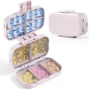 MEACOLIA Triple-Folding Pille Organizer, 9 sammenligninger Reisepille tilfelle med stor kapasitet, daglige piller boks liten pille beholder for vitamin, cod leverolje,Supplements (Beige)