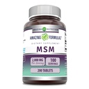 Amazing Formler MSM (Metylsulfonylmetan) Supplement | 1000 Mg Per Serving | 200 Tabletter | Ikke-GMO | Glutenfri |