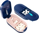 LEAFTOL Piller, Bærbar pille Splitter 2-i-1 Piller tilfelle med rustfritt stål Blade, for små eller store vitaminer Tabletter, kutte piller med mini piller Organizer sammenligning – blå