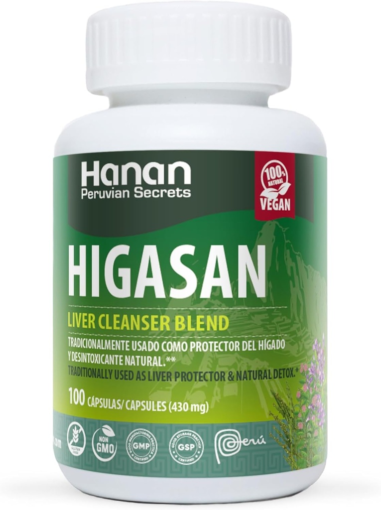 Hanan Higasan Liver Cleanser Blande | 100 kapsler | Naturlig hjelpemidler i å støtte sunn leverfunksjon og sunne kolesterol nivåer (2 pakke)