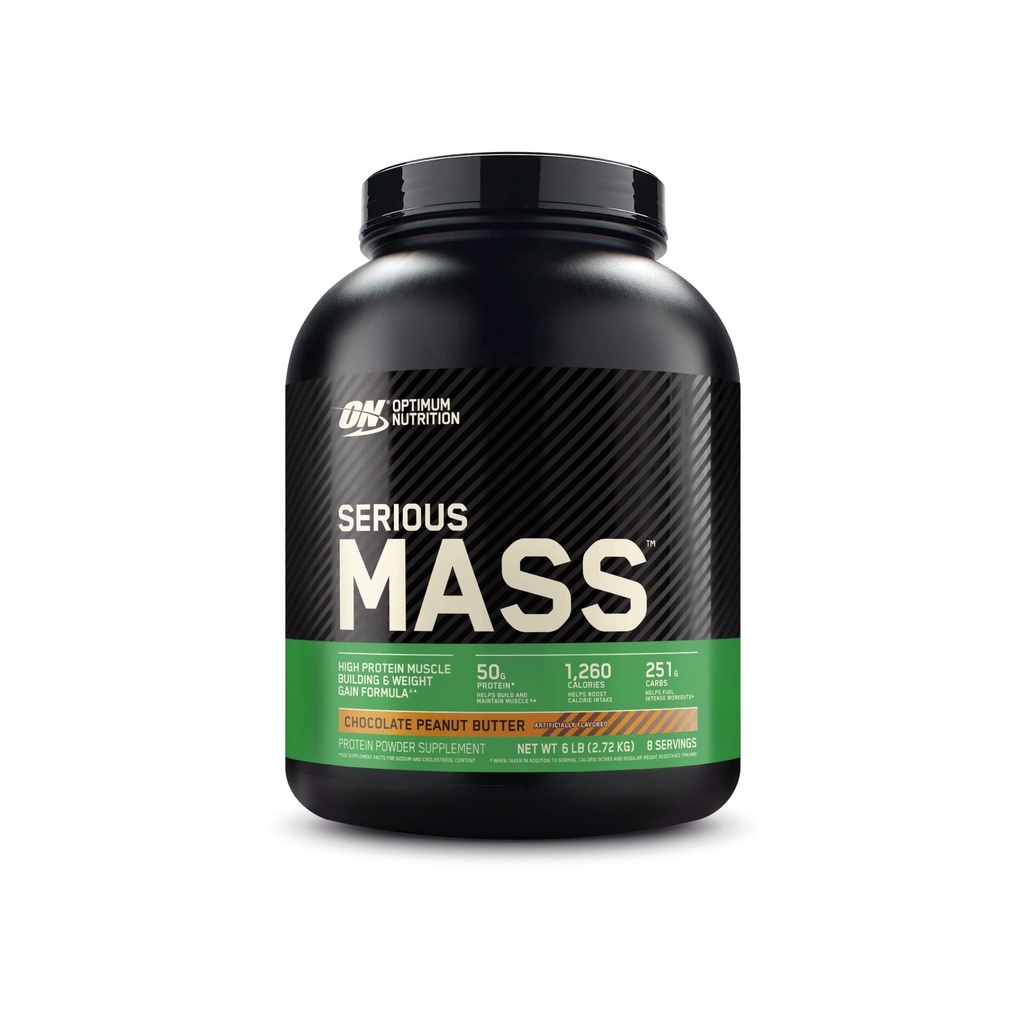 Optimum ernæring alvorlig masse, vekt gevinster protein pulver, masse gevinster, vitamin C og sink for immun støtte, kreatin, sjokolade peanut smør, 6 pund (pakke May Vary)