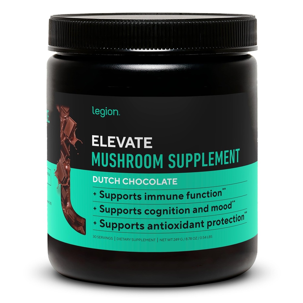 LEGION Heve Mushroom Supplement pulver - Mushroom Blande av Lions Mane Powder, Reishi pulver & Beta-Glucan- Mushroom pulver å forbedre immunsystem, Mood & ytelse Nederlandsk sjokolade (30 serveringer)