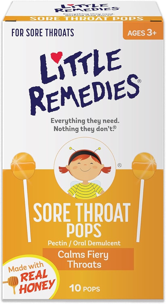 Lille Remedies Sore Throat Pops, laget med ekte honning, 10 greve (pakke av 1)