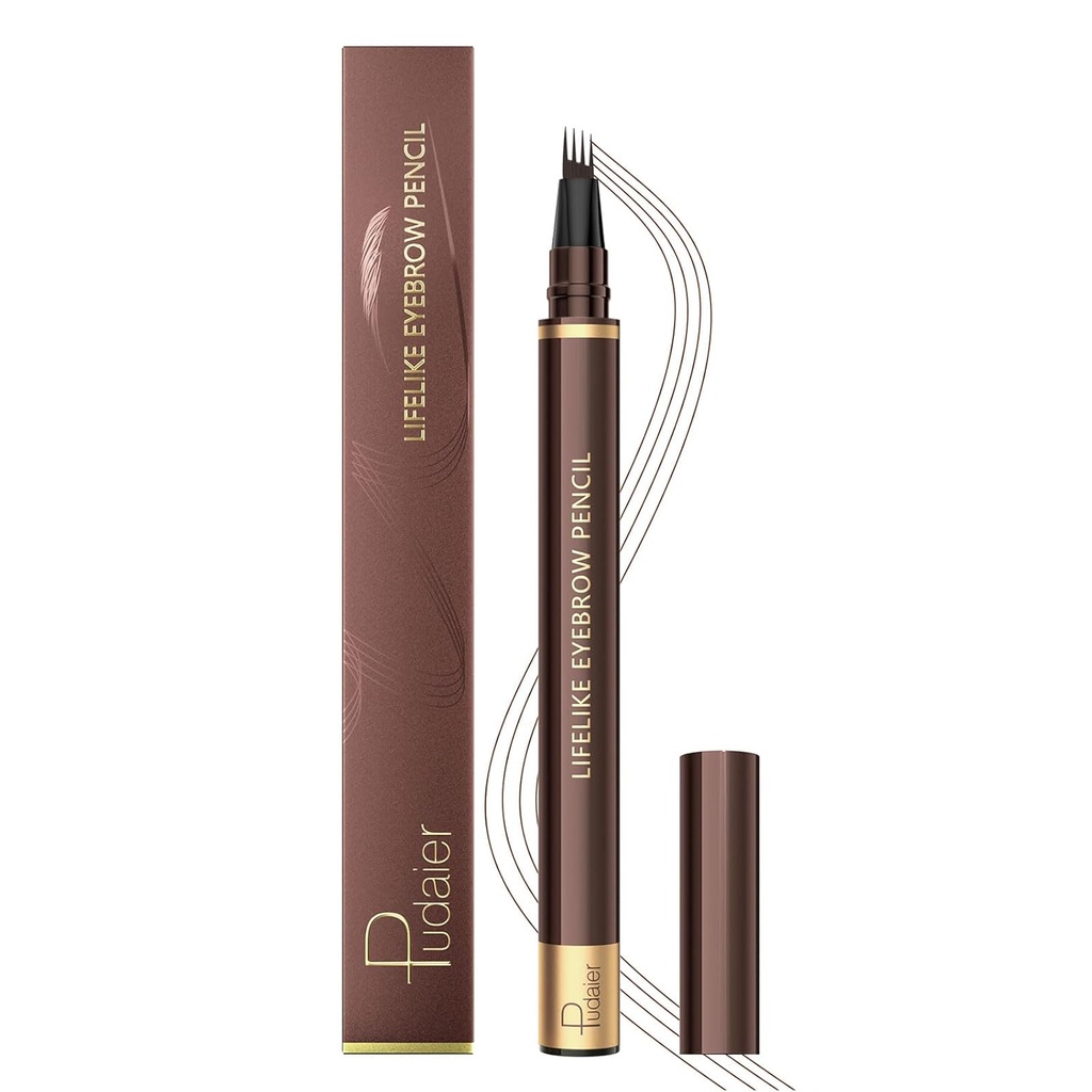 Mikroblading Eyebrow Penn, Magic Eyebrow Penn for kvinner med 4 Fork Tips, Vanntett Brow Makeup Penn, Naturlig utseende, hår som slag, lang slitasje