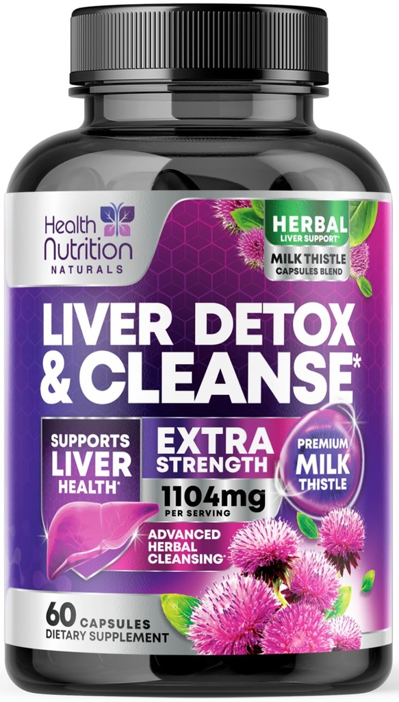 Gentle Liver Cleanse Detox & Repair Formula - Avansert Liver Support Supplement med Silymarin Milk Thistle, Dandelion Root, Artichoke Extract, Turmeric, Choline, & Beetroot - 60 Veggie Kapsler