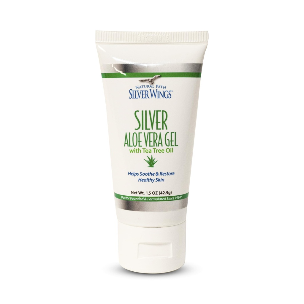 Naturlig sti sølvvinger 200ppm sølv med Aloe Vera Gel og te treolje - beroligende hudpleie - 1,5 oz