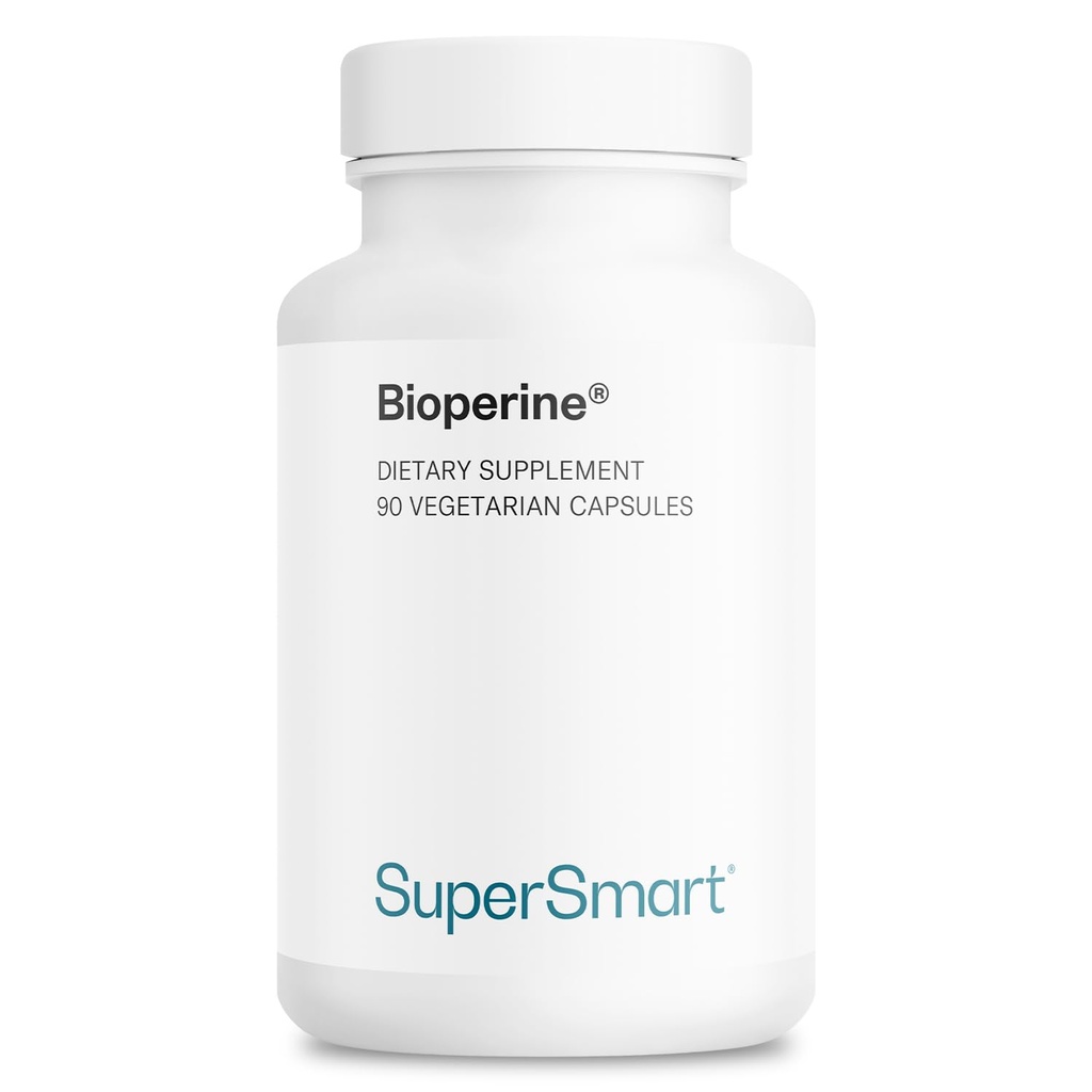 SuperSmart Bioperine 30mg per dag (95% Piperine) - Black Pepper Extract Supplement - Absorpsjonsforsterker - Digestive Enzymes Support | Ikke-GMO & Glutenfri - 90 Vegetariske kapsler