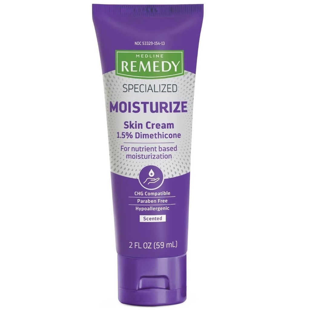 Medline Remedy Spesialisert Hudkrem (2 oz Tube), Sentrert, 1,5% Dimetikon, Nourishing Moisturizer for tørr hud, Sulfat-fri, Paraben-fri, Hypoallergenic Kroppskrem, Daglig lotion for tørr hud