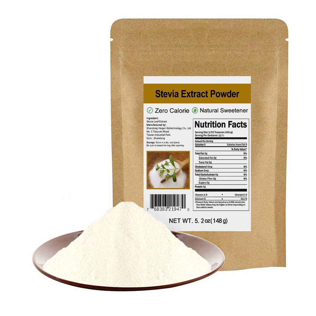 Rent Stevia Ekstrakt pulver uten erytritol 5,2oz(148g) - høy konsentrert Stevia pulver Sweetener, null calorie, ingen kunstig, naturlig sukker alternativ