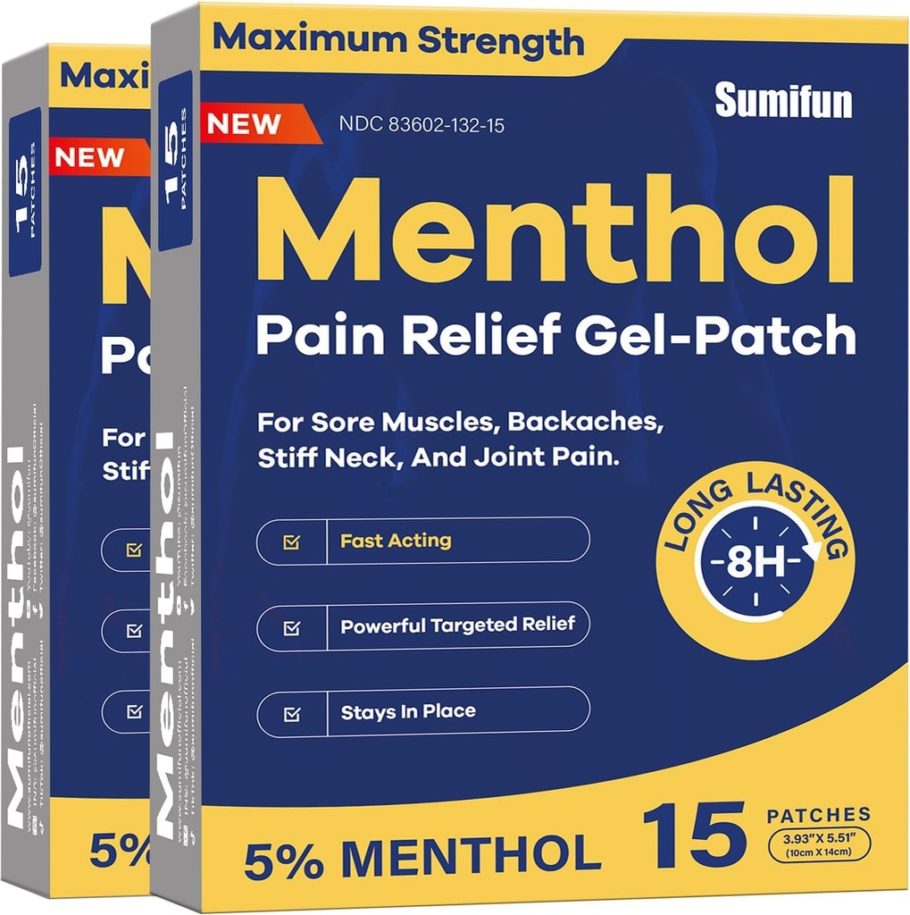 Sumifun Medisinert Kalde Hot Patches - 30 greve 5% Menthol Extra styrke smerte relief Patches Kraftig målrettet lindring for enkle ryggsmerter, leddsmerter, stiv hals, muskelsore
