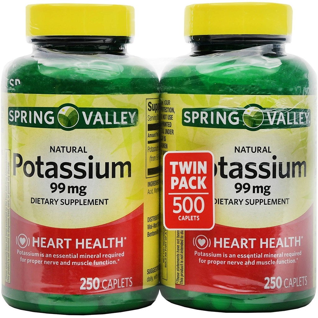 Spring Valley Kalium 99 mg fra Kaliumgluconat 595 mg (250 antall, 2 pakker)