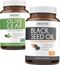 Olive Leaf & Black Seed Oil (3-måneders forsyning) Leaf & Seed Bundle av Olive Leaf Extract (120 kapsler) Super styrke og svart Seed Oil (180 kapsler) Kald presset Nigella Sativa Cumin Seed