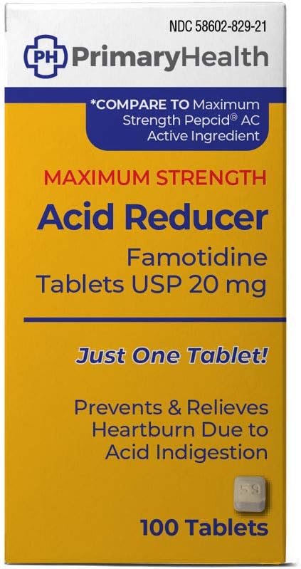 Maksimal styrkesyre Reduser Famotidin 20 mg tabletter, 100Count