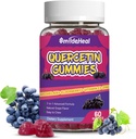 Quercetin Gummies 1200MG, Quercetin Gummies med Bromelain, sink vitamin C, Quercetin Supplement Gummies for voksen & barn, 60 Vegan Gummies